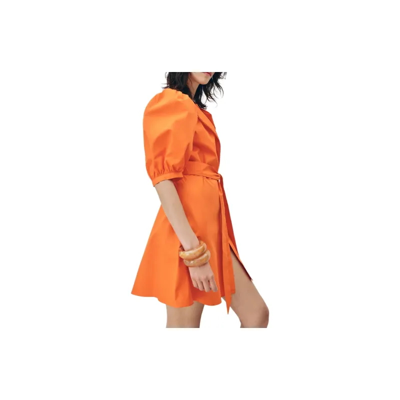 ZARA ZW Series Short-Sleeved Dresses Women's Orange-3