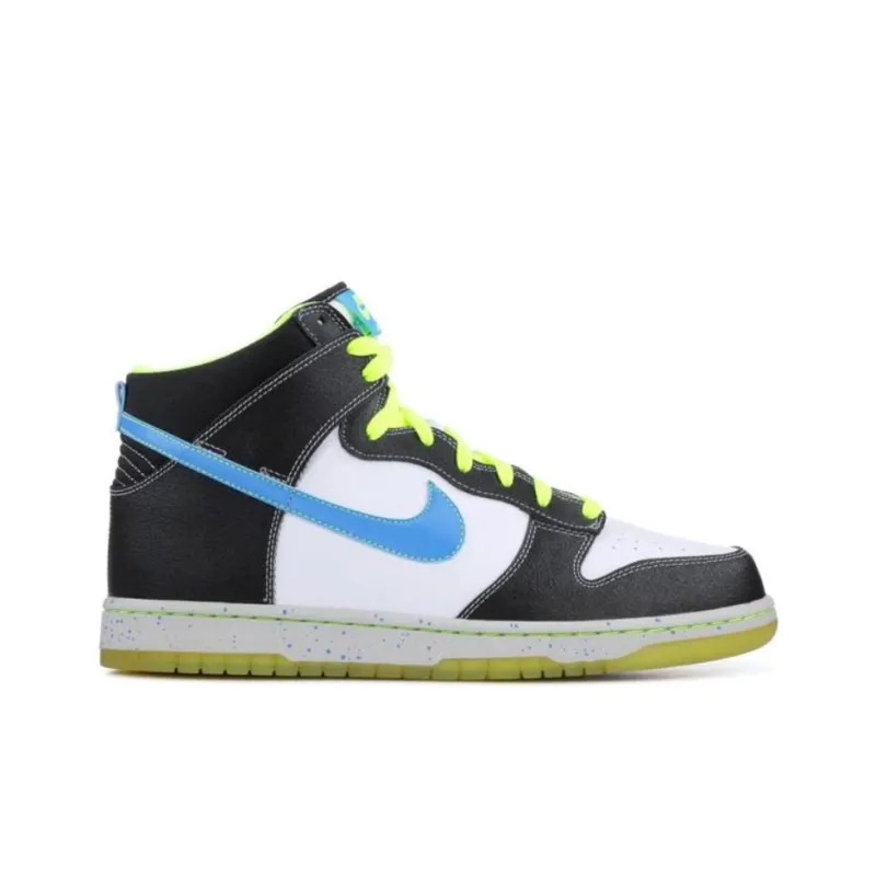 Nike Dunk Slip-Resistant Cushioning High-Top Skateboard Shoes Unisex White/Blue Glow In The Dark-1