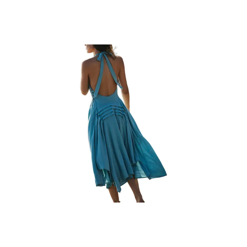 FREE PEOPLE All In Love Midi Sleeveless Dress Women's Nile Blue-1