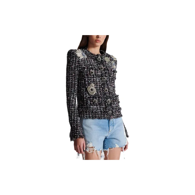 BALMAIN Collarless Tweed Jacket-5