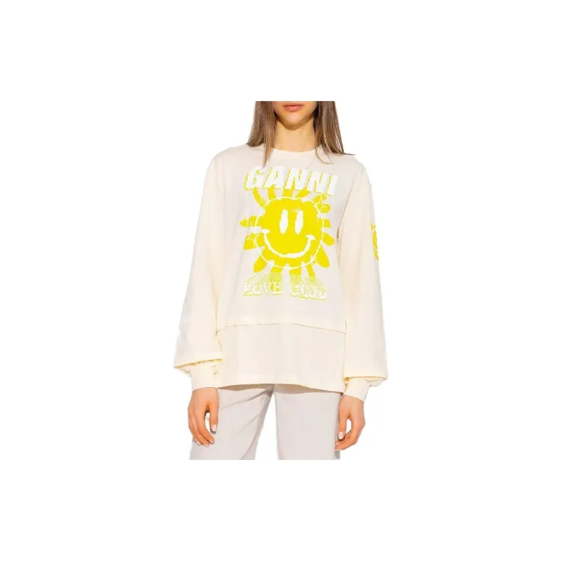 GANNI T-Shirts Women's Light Yellow-1