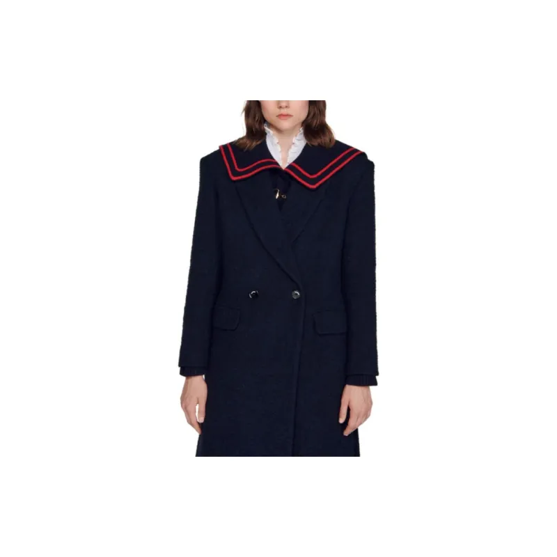 Sandro Double-breasted Bouclé Coat-1