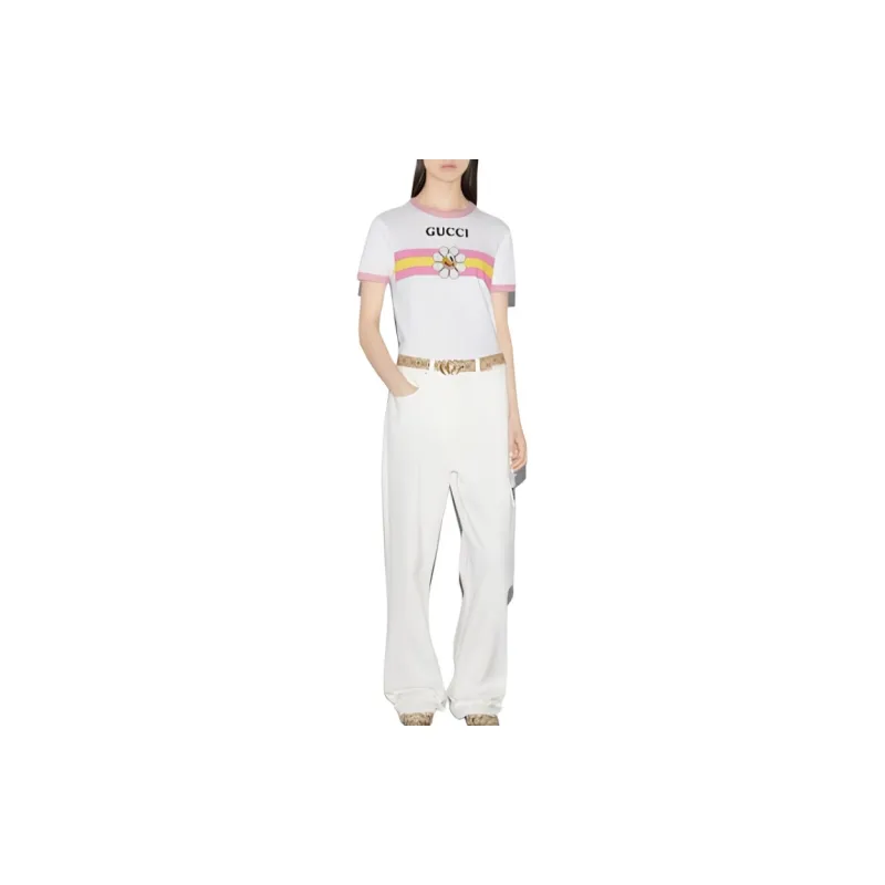 GUCCI SS24 T Shirt Women's Gray White-1