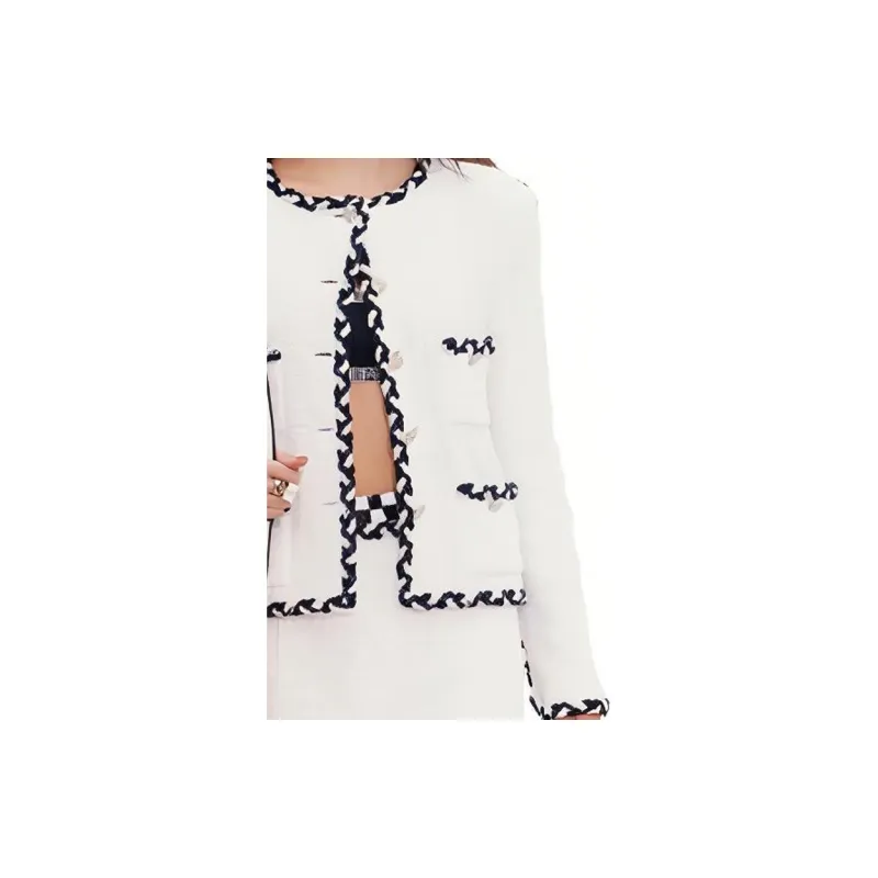 CHANEL Jackets Coats Women's Black White-3