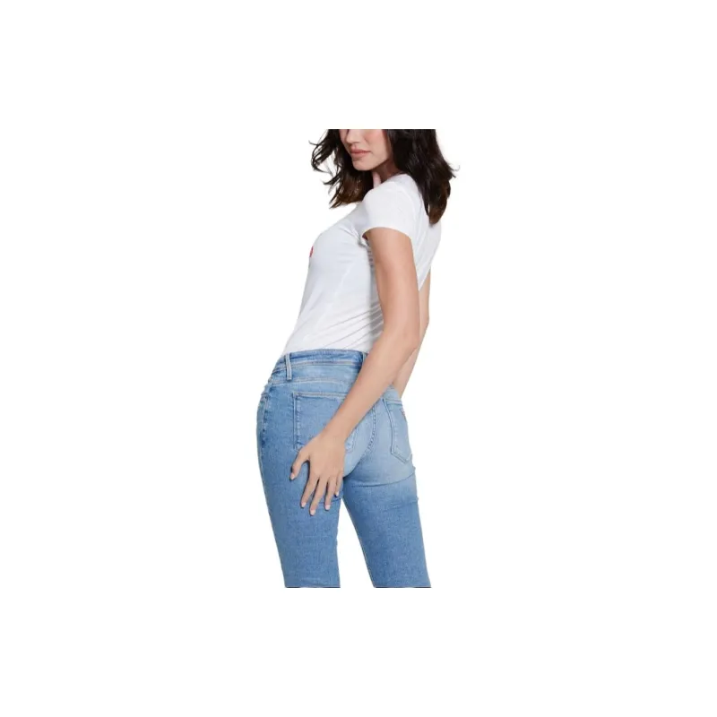 GUESS Quattro G Floral Tee T-Shirt Women's Pure White-2