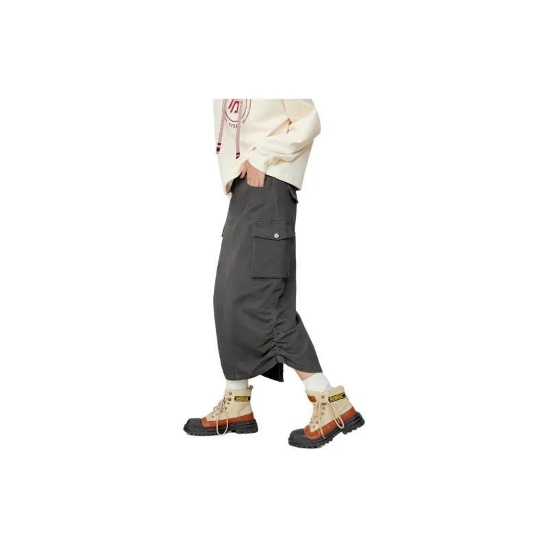 EICHITOO Denim Long Skirt Women's Dark Gray-2