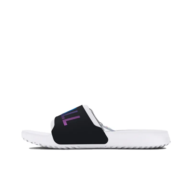 Under Armour Ignite Slip Resistant Abrasion Resistant Slide Slippers Unisex White Black-1