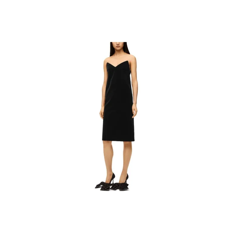 LOEWE Bustier Dress In Cotton Velvet Black-1