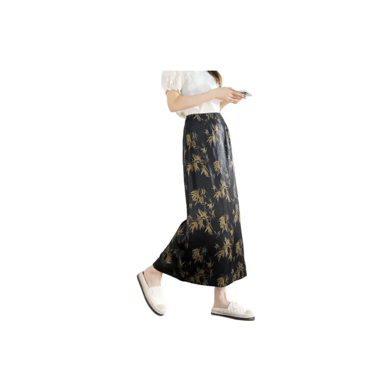 【dme】 Casual Long Skirts Women's Black-3
