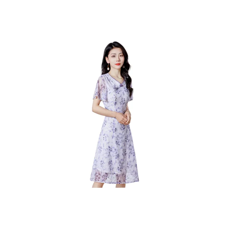 Mylan Short Sleeved Dresses Women's Purple-1