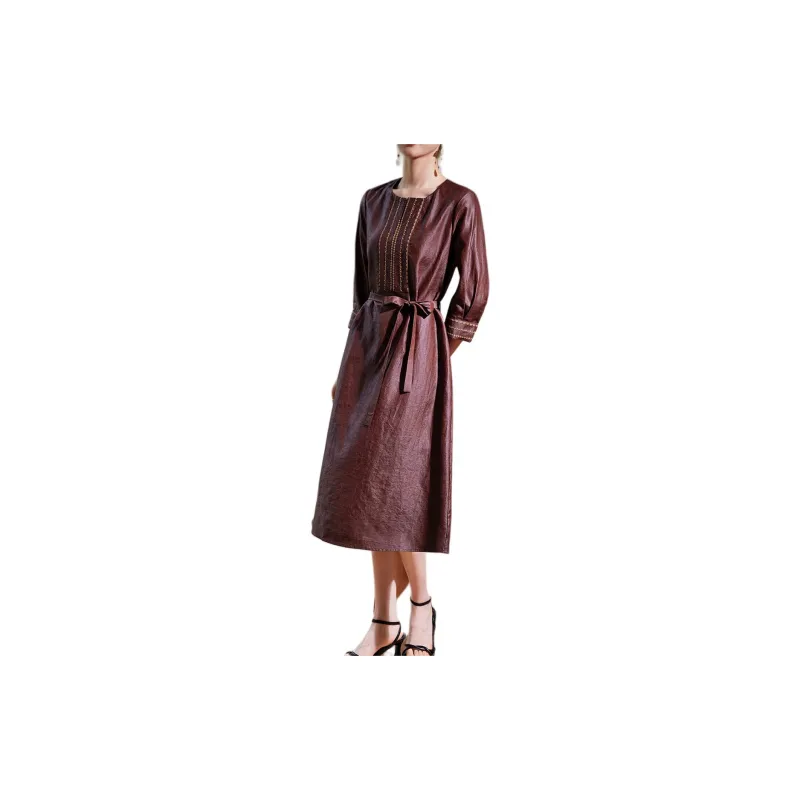 Hang Yi Court Long Sleeved Dress Women's Red-1