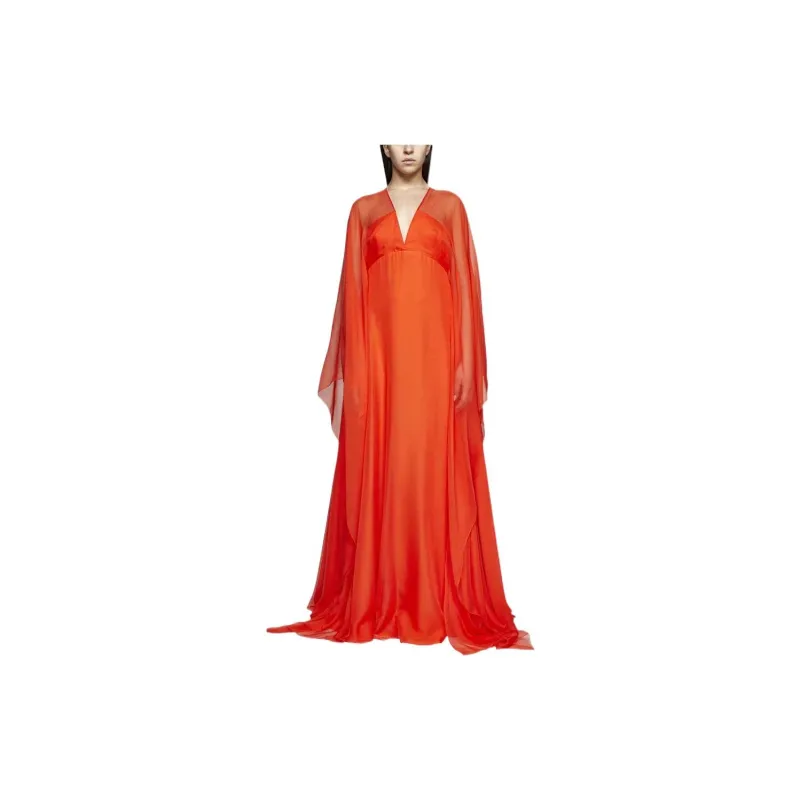 Valentino Long-Sleeved Dresses Women's Orange-2