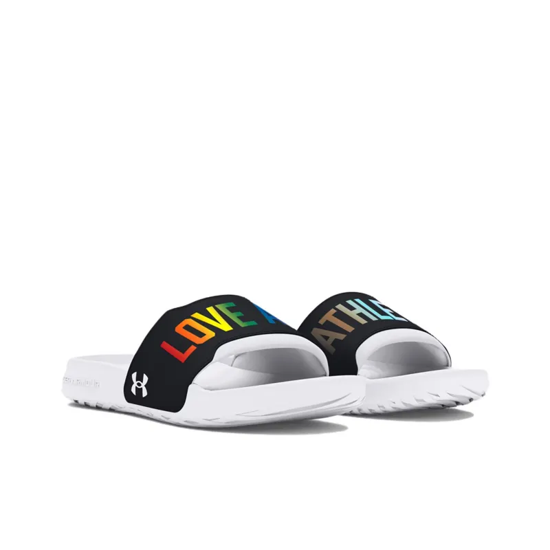 Under Armour Ignite Slip Resistant Abrasion Resistant Slide Slippers Unisex White Black-2