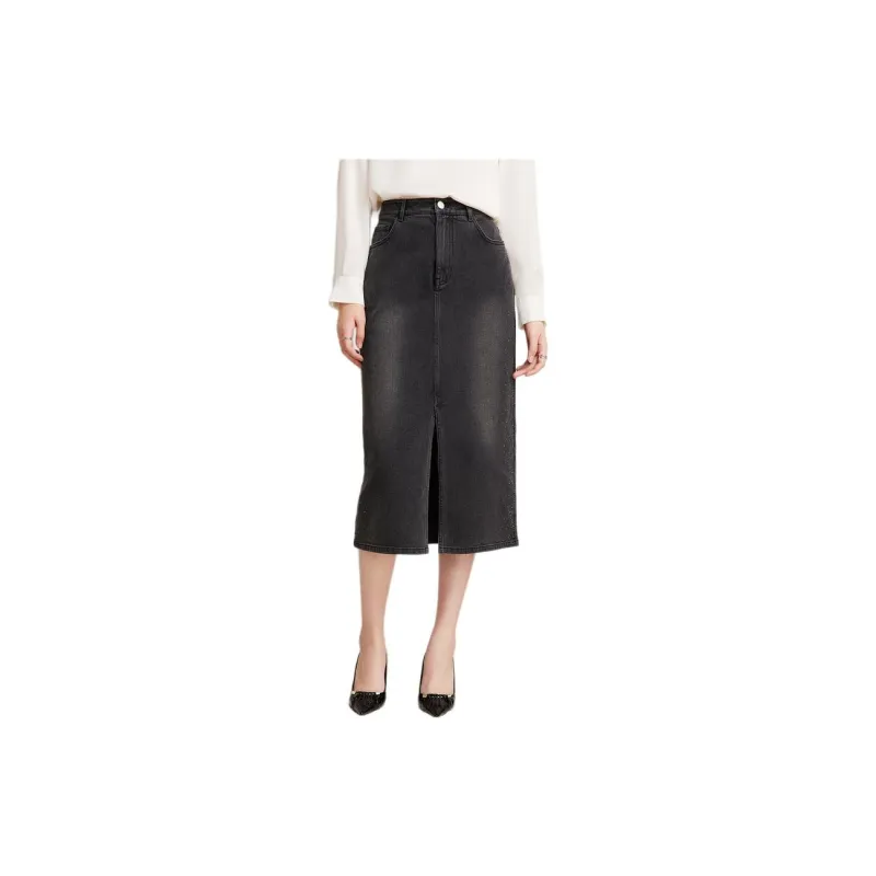 Goodland Denim Long Skirts Women's Carbon Gray-1