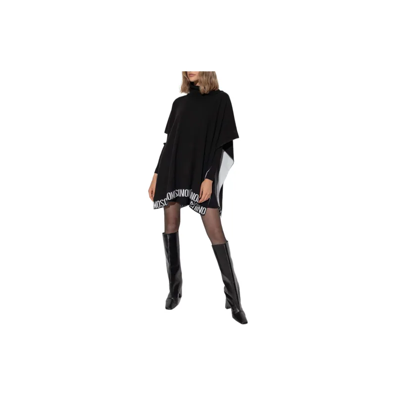 MOSCHINO Logo Intarsia Turtleneck Poncho-1