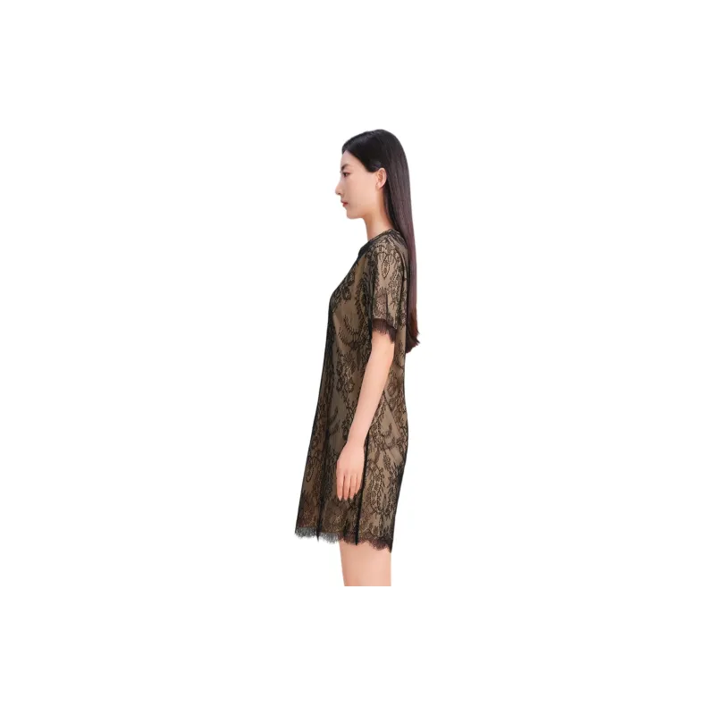 Blood Glitter Short-Sleeved Dresses Women's Black Floral-3