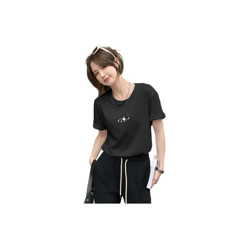 Tonlion T Shirts Women's Black-1