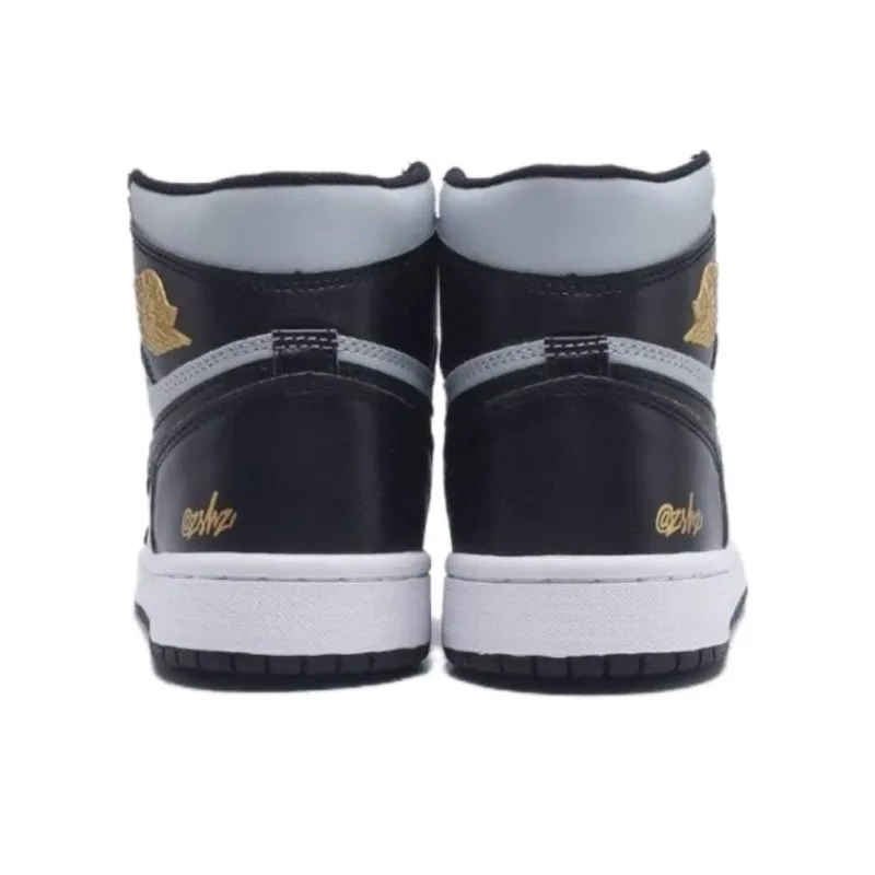 Jordan Air Jordan 1 Vintage Basketball Shoes Men High Top Black Gray-3