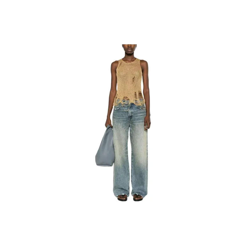 R13 Distressed Metallic Mesh Top-2