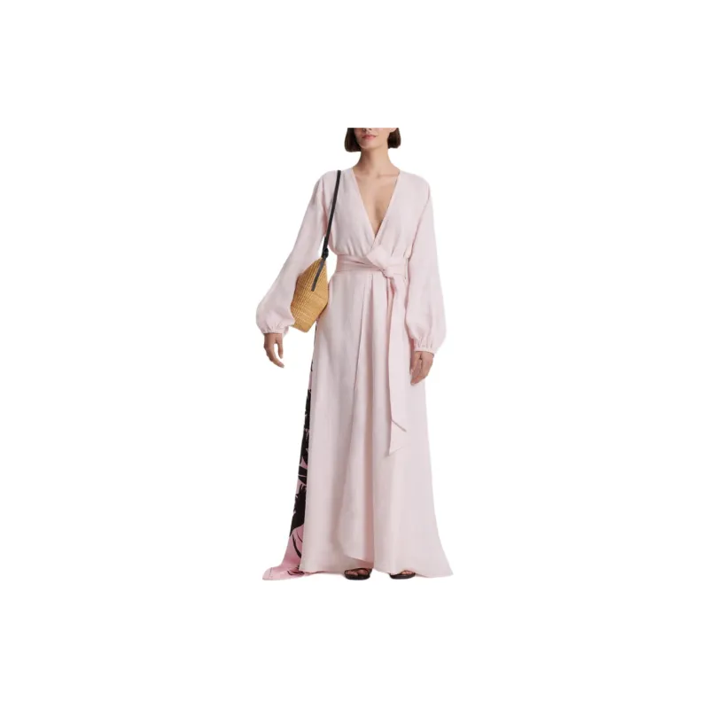 SCANLAN THEODORE Italian Linen Dress Long-Sleeved Dresses Women's Tinted Pink/Light Pink-1