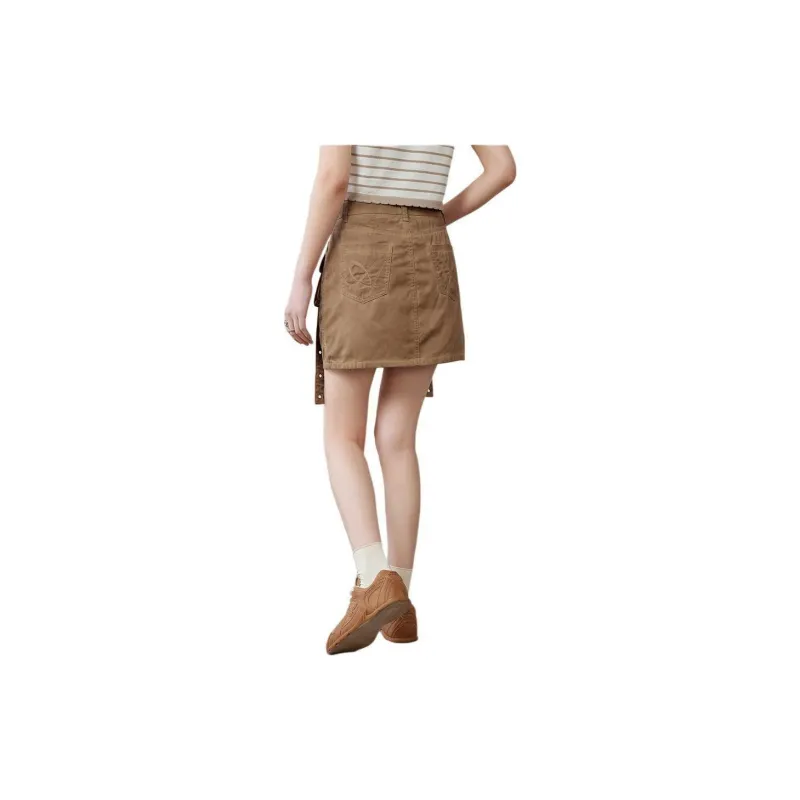 A21 Cargo Short Skirts Women's Dark Khaki-2