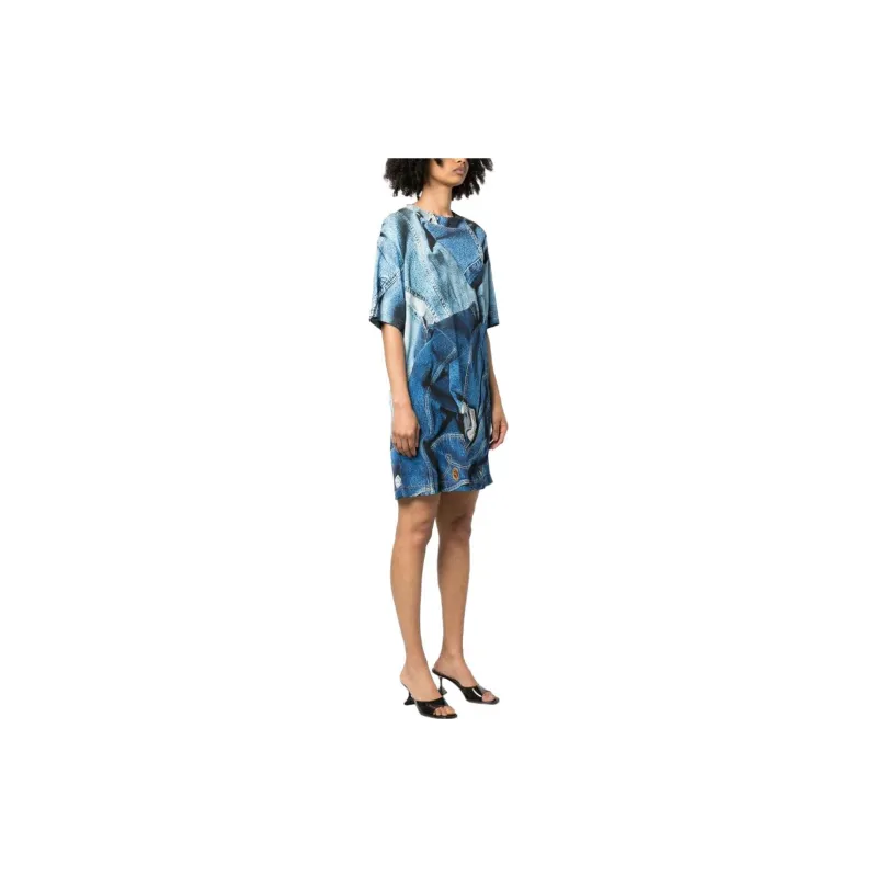 MOSCHINO Short Sleeved Dresses Women's Blue-1