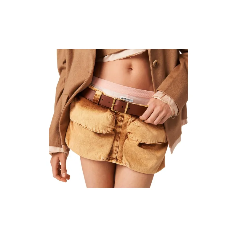 MIU MIU SS23 Cargo Short Skirts Women's Cognac-2