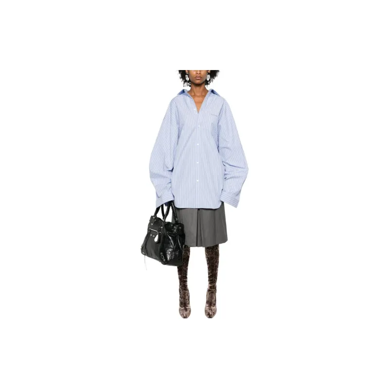 Balenciaga Asymmetric Shirt 'Sky Blue/White'-2