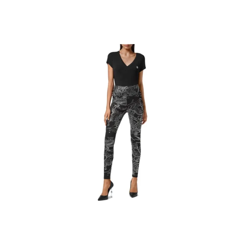 PHILIPP PLEIN Tattoo print Embellished Leggings-1