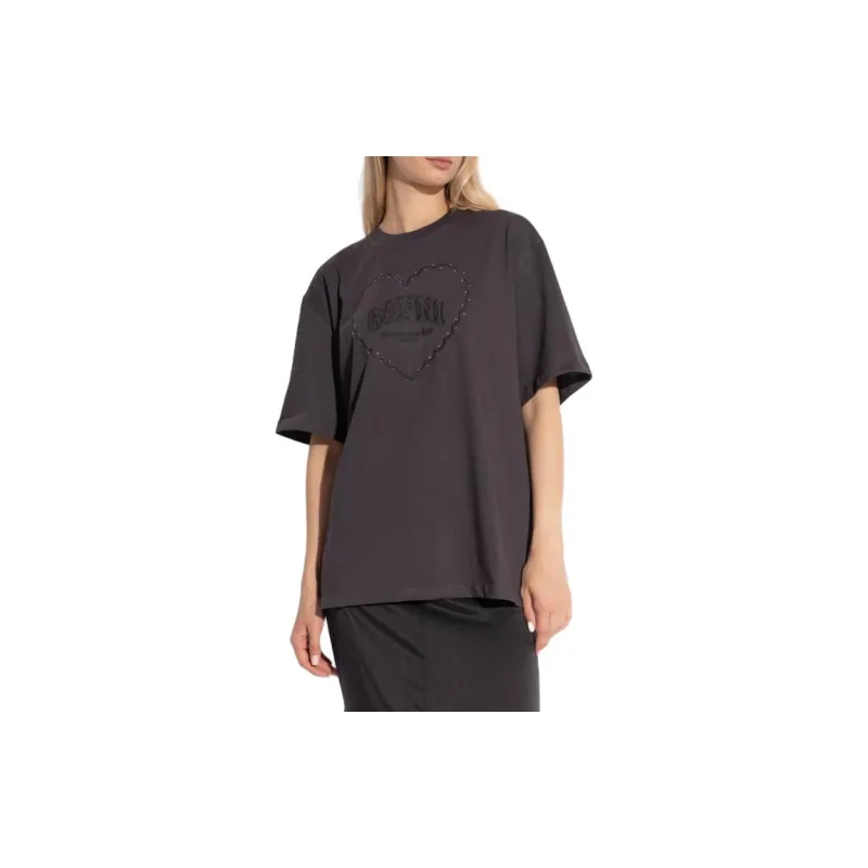 GANNI Drop Shoulder Heart T Shirt-3