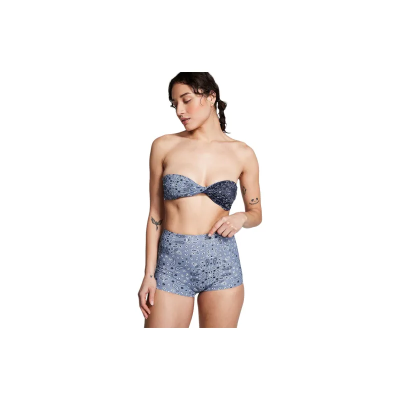 Victoria's Secret PINK HIGH-WAIST SHORTIE BIKINI BOTTOM / MiNAOB Swimming Shorts Women's Midnight Sea-2