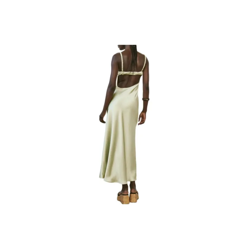 ZARA Trf Slip Dresses Women's Green-4