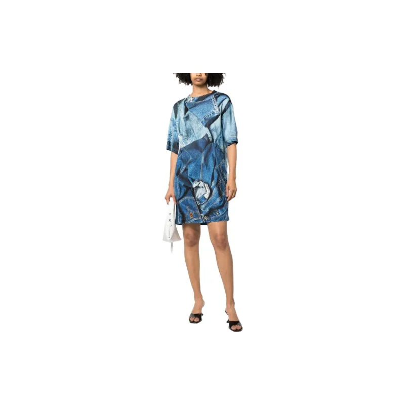 MOSCHINO Short Sleeved Dresses Women's Blue-2