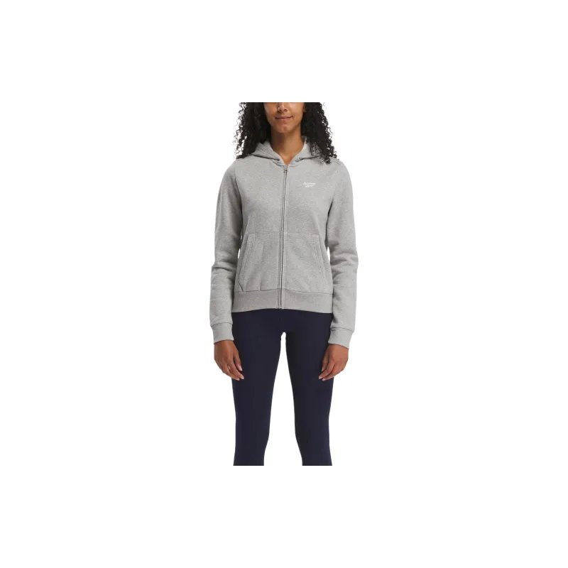 Reebok Identity Small Logo Fleece Zip-Up Hoodie Sweatshirt Women's Medium Gray Mixed Color-4