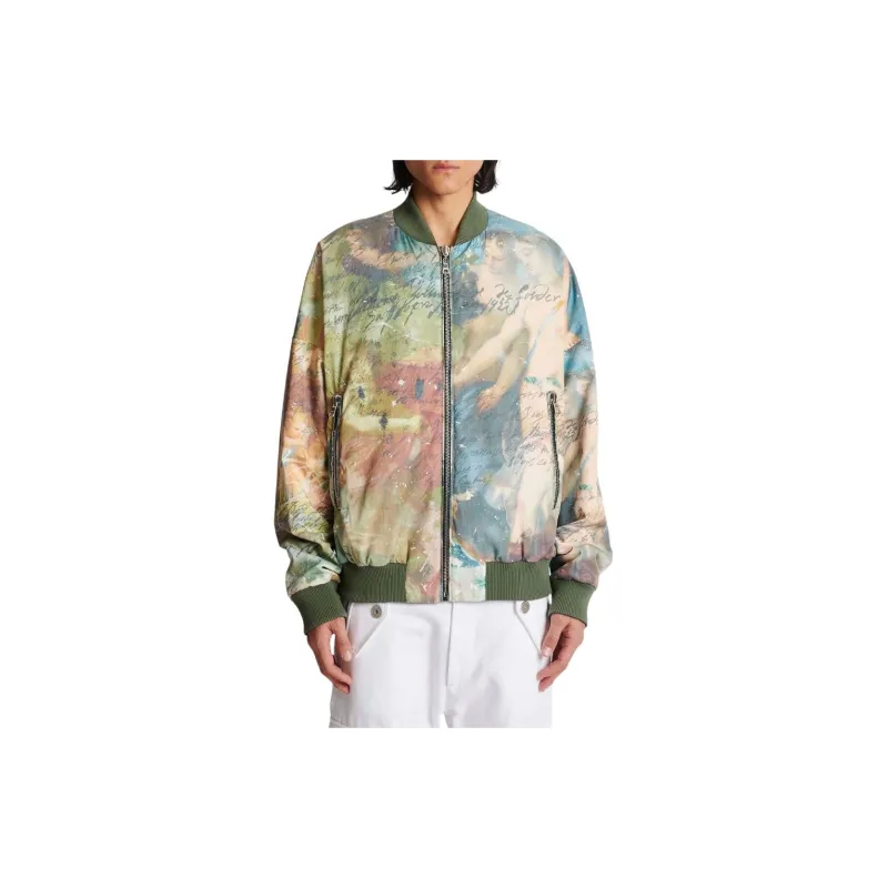 BALMAIN Painting Printed Reversible Zipped Bomber Jacket-4