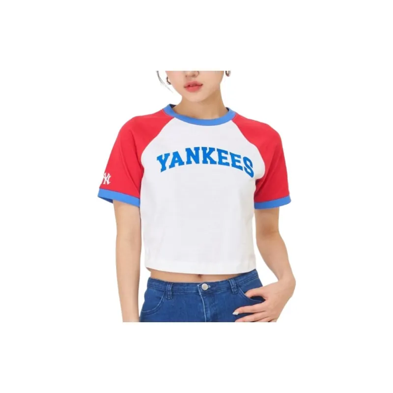 MLB New York Yankees Varsity Raglan Sleeve T Shirt Women's Red-3