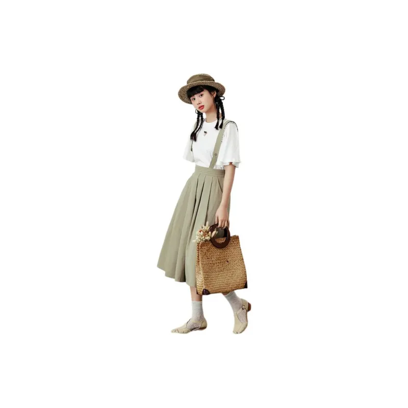 ZIHAN Casual Long Skirt Women's Khaki Green-1