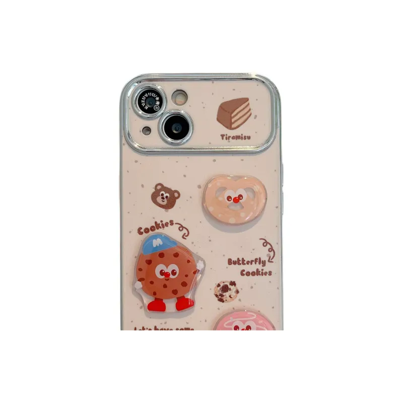Wei Xin TPU Material 3D Effect Cookie Donut Phone Cases Compatible With IPhone 16/15 Pro Max/Apple 13/14 Pro Max/12-1