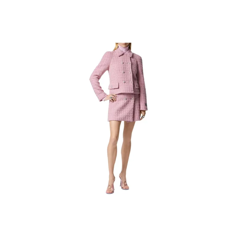 VERSACE Double-breasted Tweed Jacket-1