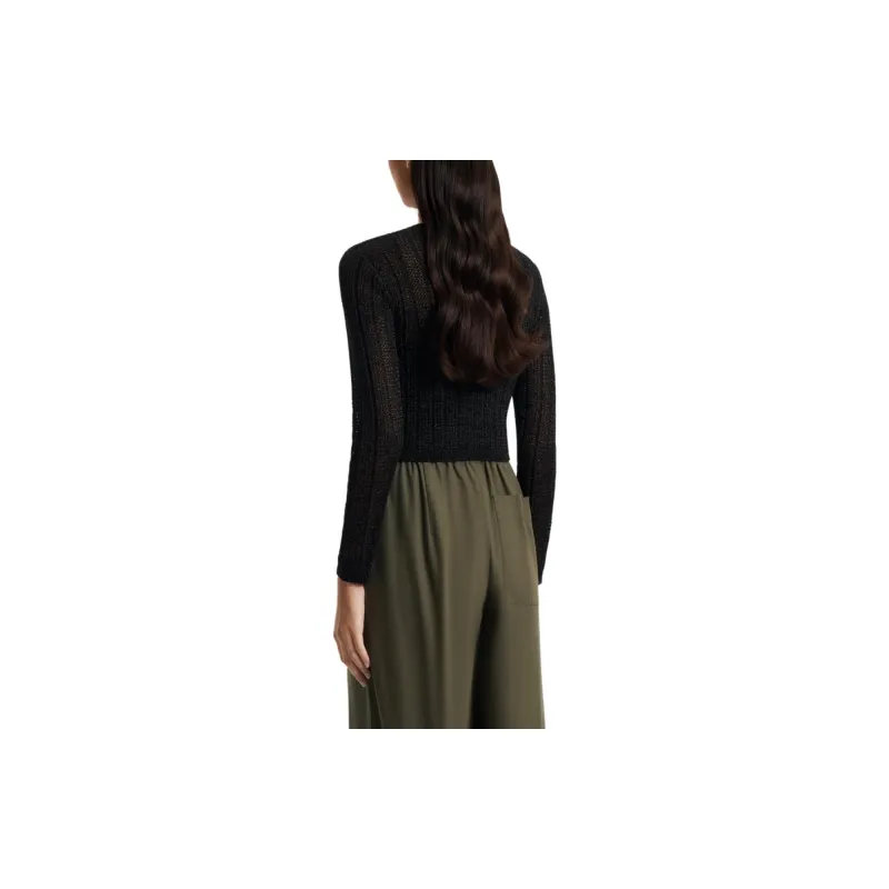SCANLAN THEODORE Metallic Knit Crop Cardigan Knitwear Women's BLACK/Black-2