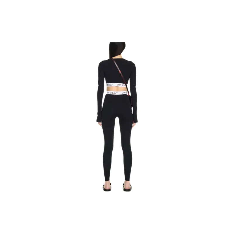 OFF WHITE Logo Waistband Stretch Leggings-2