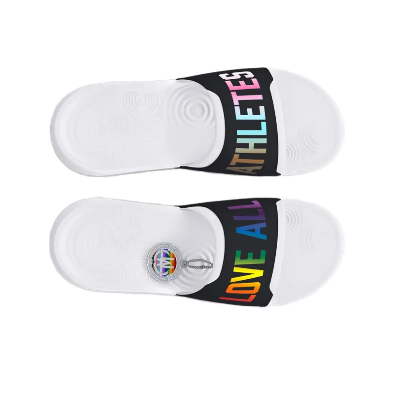 Under Armour Ignite Slip Resistant Abrasion Resistant Slide Slippers Unisex White Black-3