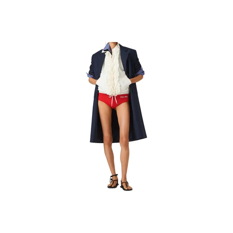 MIU MIU Single Breasted Mohair Coat Women's Marine Blue-1