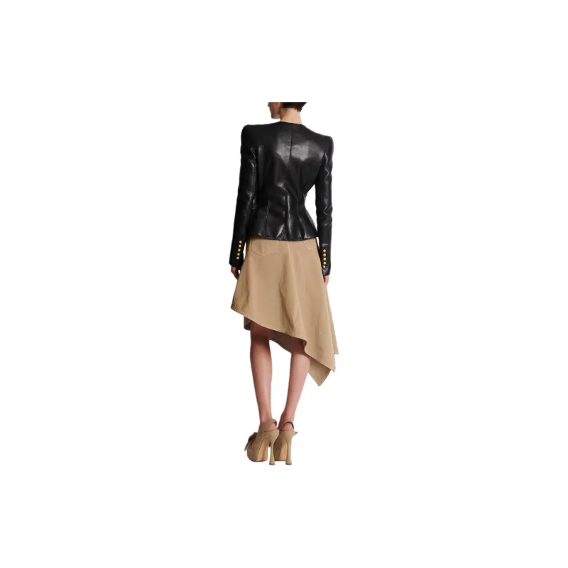 BALMAIN Leather Peplum Jacket-4