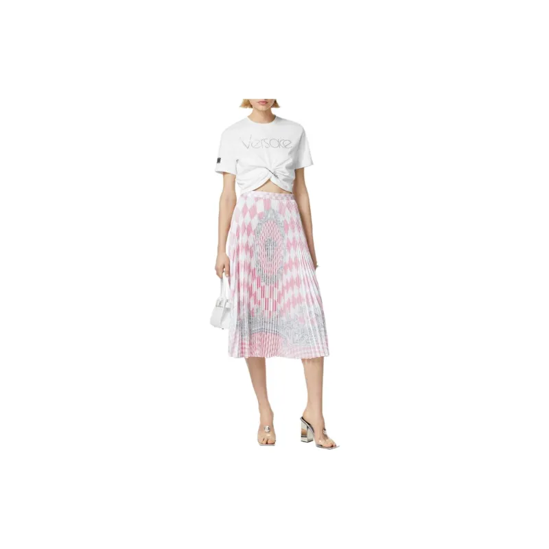 VERSACE Pleated Straight Hem Midi Skirt-1