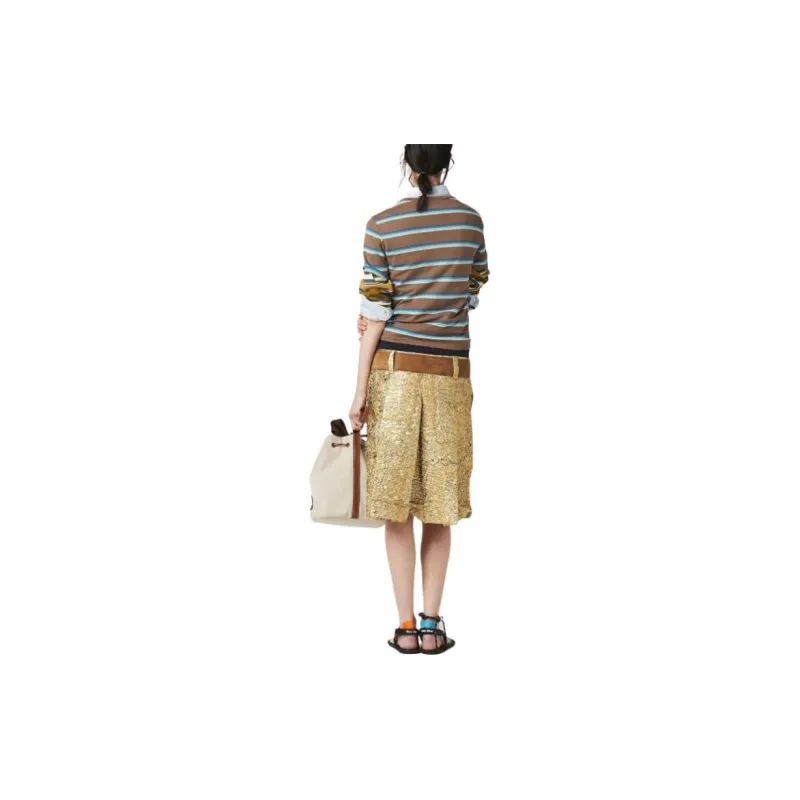 MIU MIU Jersey Striped Tee 'Coco/White'-3