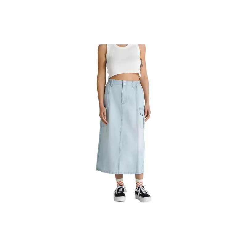 Vans Sidewalk Denim Long Skirts Women's Stone Wash-4