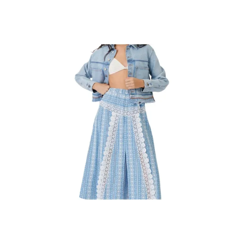 Maje Casual Long Skirts Women's Light Blue-1