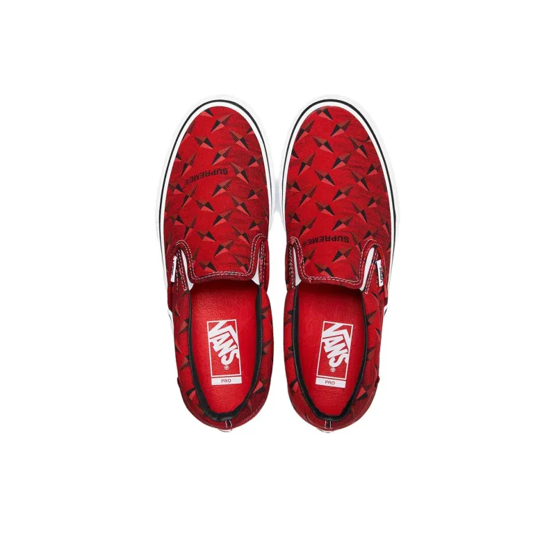 Vans Supreme X Classic Slip On Pro 'Diamond Plate Red'-2