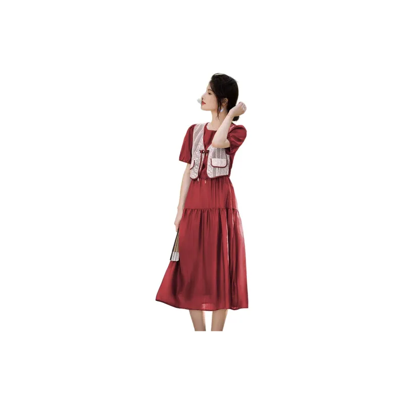 XWI SS24 Short Sleeved Dress Women's Maroon-1